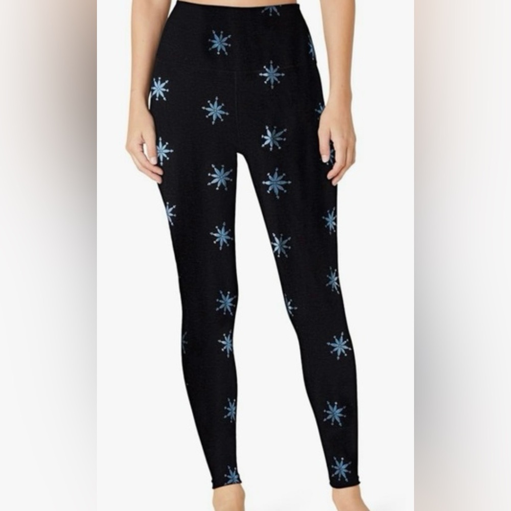 Beyond Yoga Black and Blue Star Leggings
